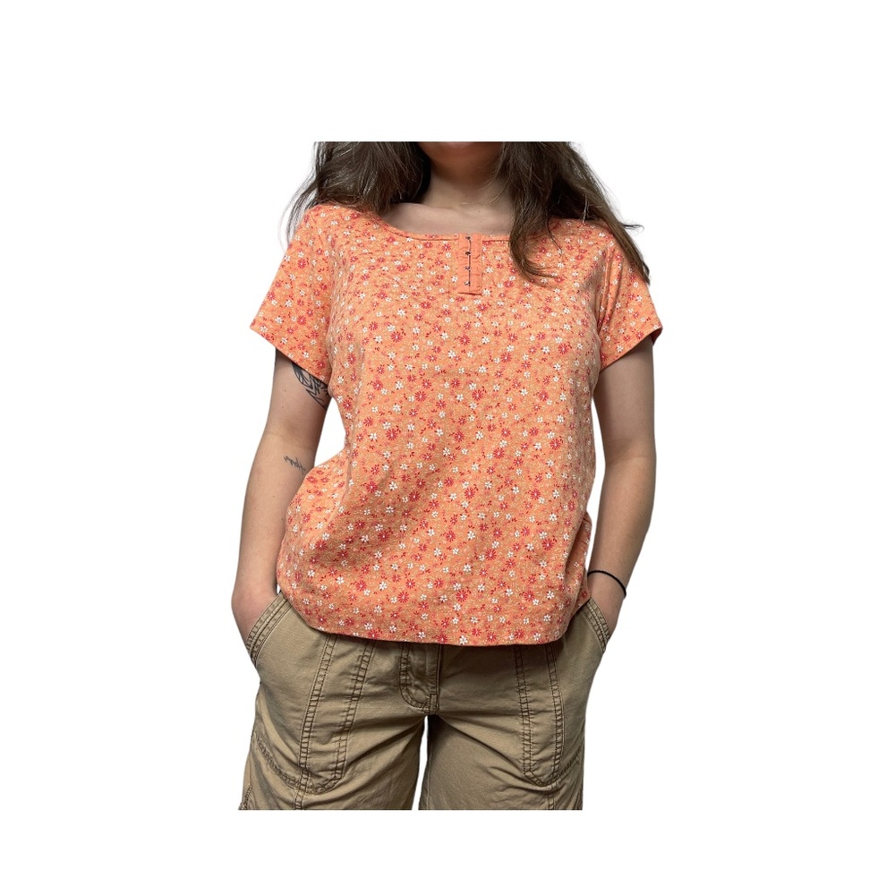 Vintage St. John's Bay Orange Floral T-Shirt Size Medium